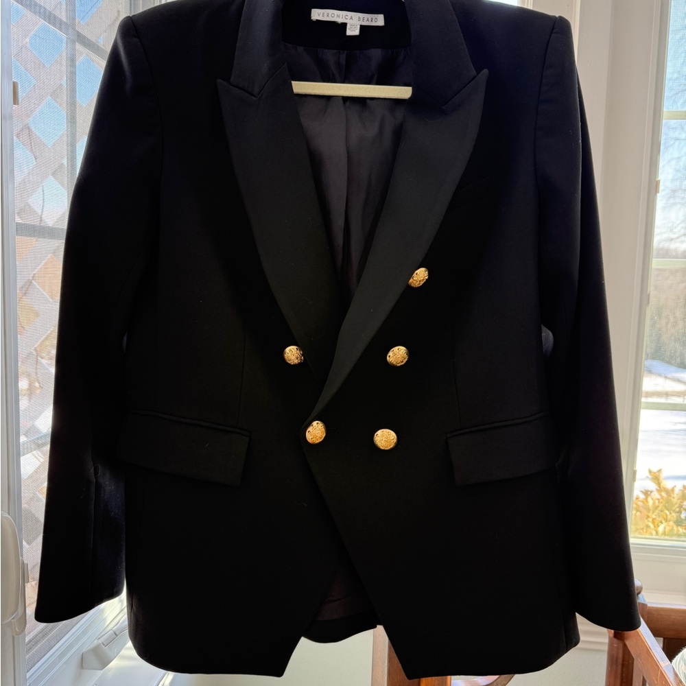 Veronica Beard Black Blazer Miller Dickey jacket with Gold Buttons